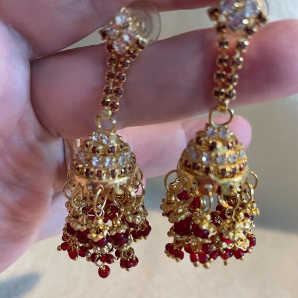 Red and Gold Earrings - Picture 2 of 4
